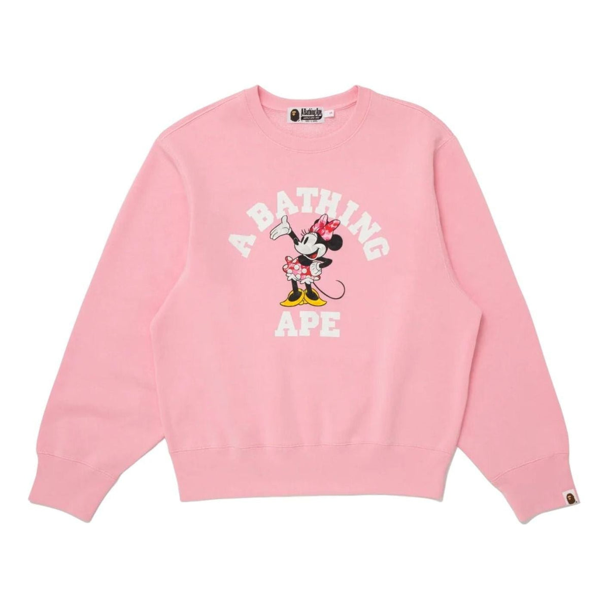(WMNS) A Bathing Ape x Disney Minnie Mouse College Relaxed Fit Crewneck 'Pink' 0ZXSWW901132R-PNK