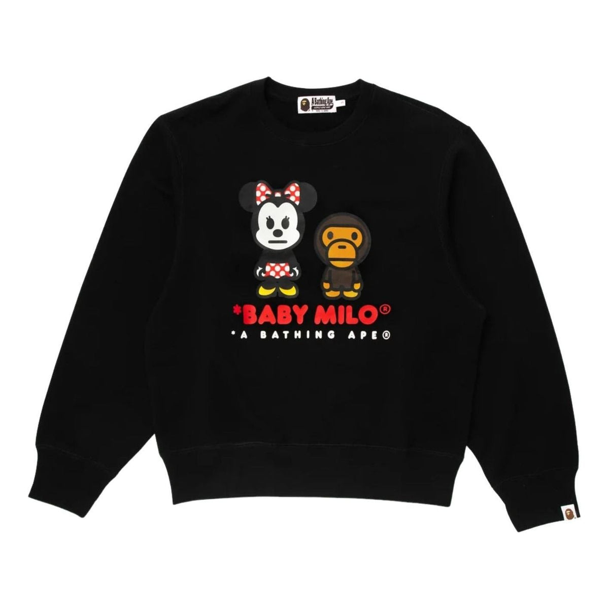 (WMNS) A Bathing Ape x Disney Minnie Mouse Baby Milo Relaxed Fit Crewneck 'Black' 0ZXSWWX90113R-BLK