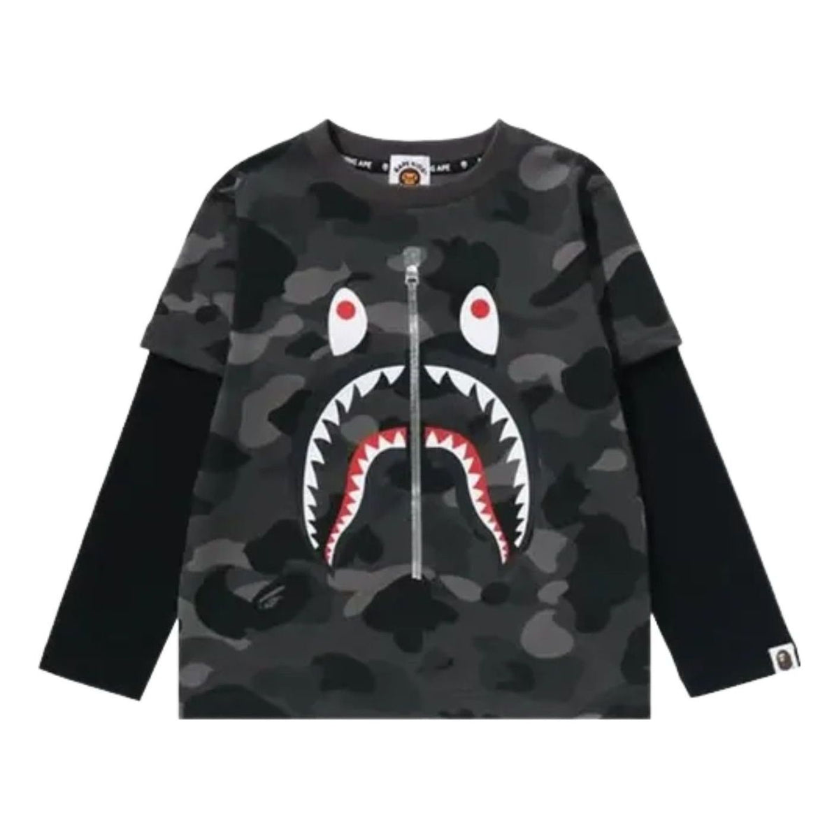 A Bathing Ape Color Camo Shark Layered T-Shirt 'Black' 1M30311006-BLACK
