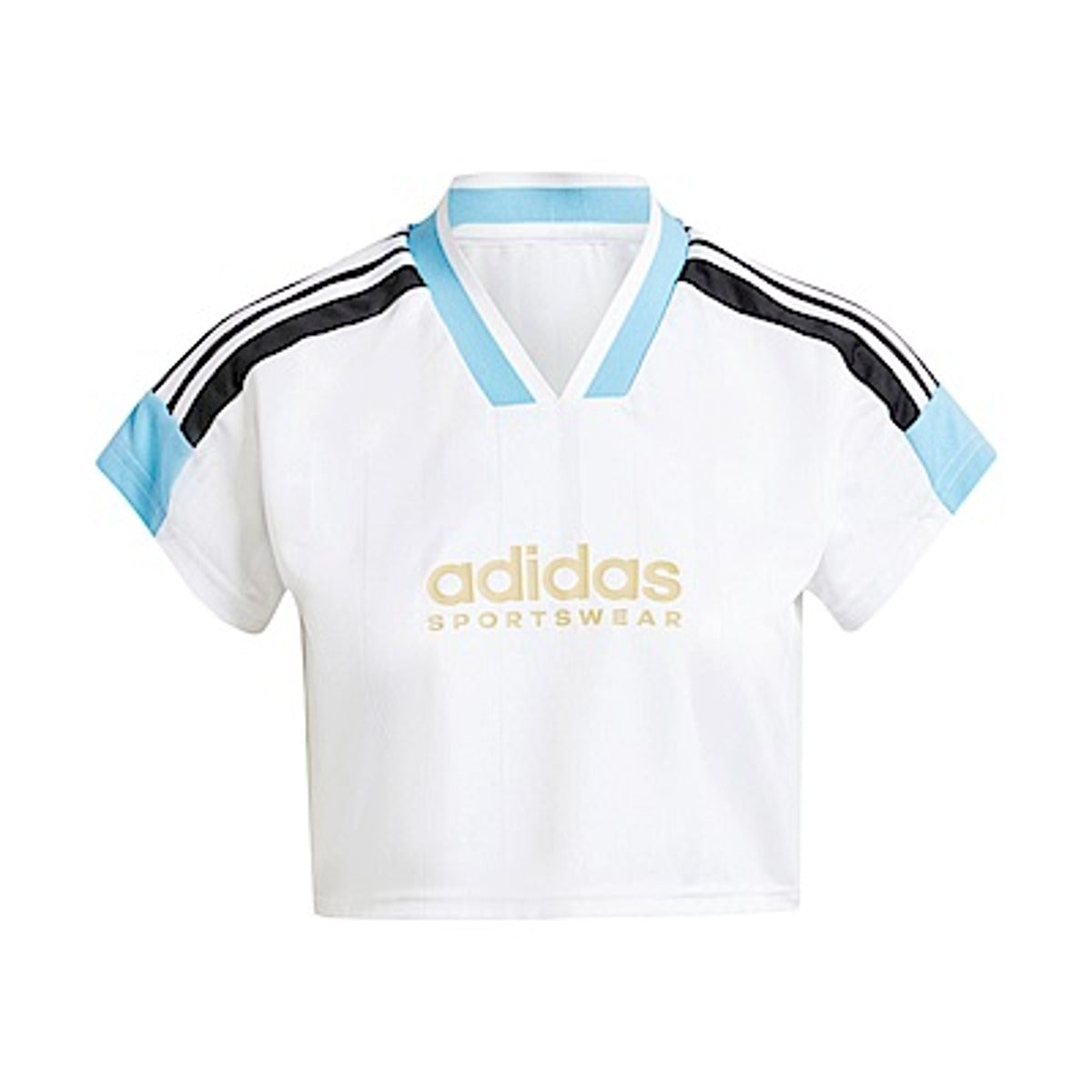 (WMNS) adidas Tiro Cut 3-Stripes Crop Asia Sizing 'White Blue' IZ2083