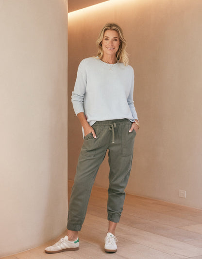 Saint Germain Wool Cashmere Scoop Hem Knit - Ice Blue