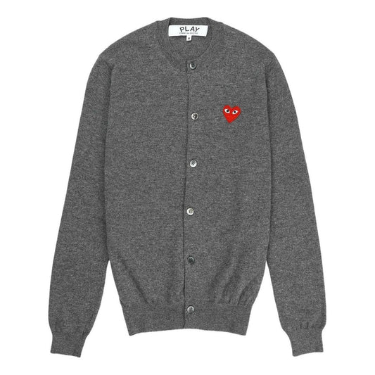(WMNS) COMME des GARCONS PLAY FW25 Red Heart Emblem Cardigan 'Grey' AX-N007-051-3