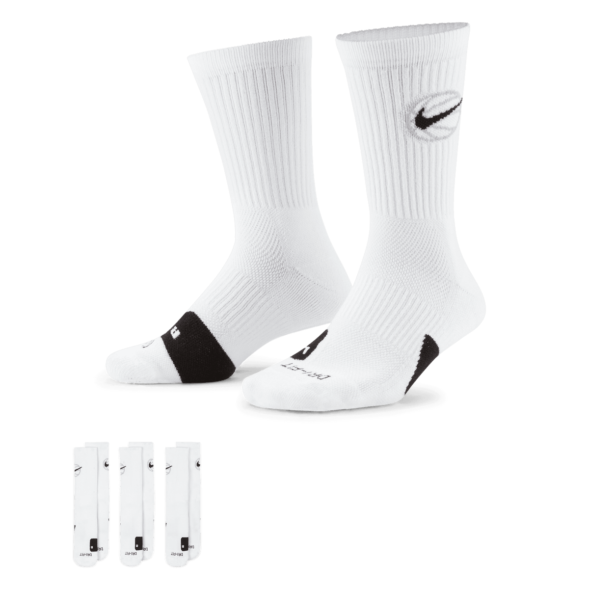 EVERYDAY CREW BASKETBALL SOCKS (3 PACK) - WHITE