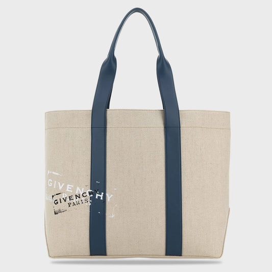 Canvas Tote Bag - Beige/Black