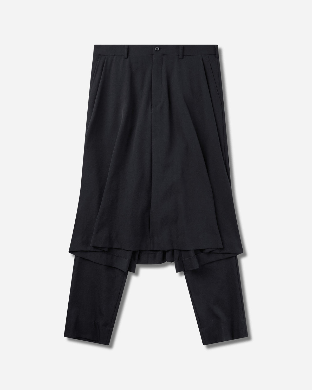 Men's Wool Gabardine Hybrid Skirt Trousers Black
