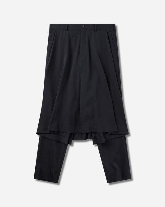 Men's Wool Gabardine Hybrid Skirt Trousers Black