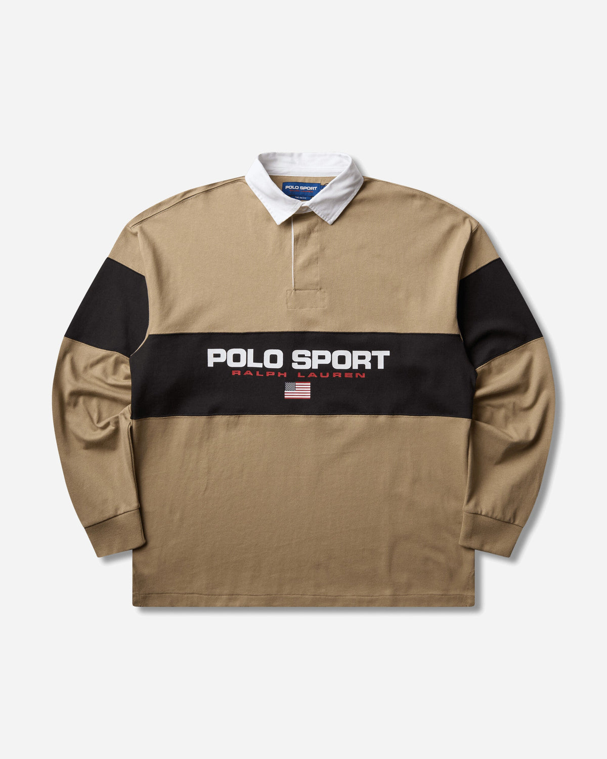 Men's Big Fit Polo Sport Rugby Shirt Khaki / Black Boot