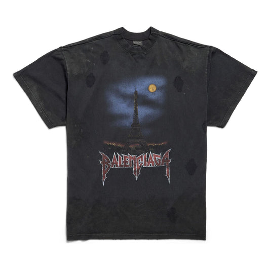 Balenciaga Paris Moon Double Front T-shirt Oversized 'Black' 791615TQVY22020