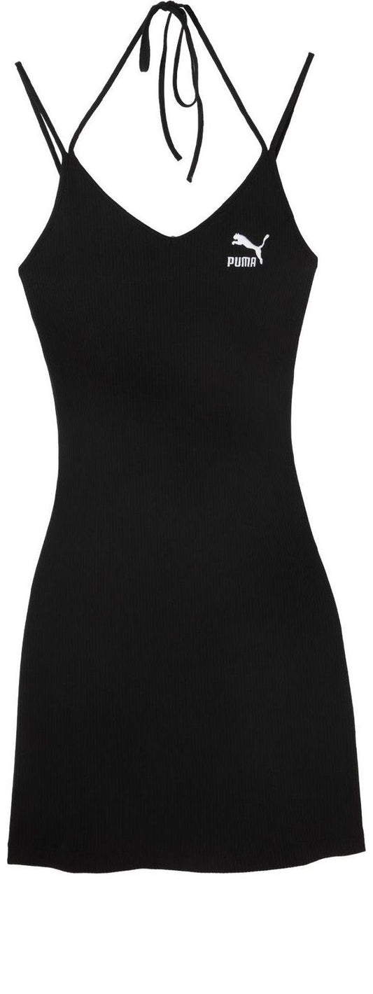 (WMNS) PUMA Logo Ribbed Dress 'Black' 630530-01