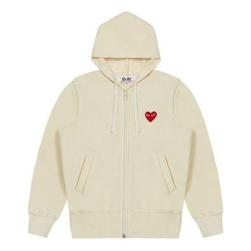COMME des GARCONS PLAY Zip Hoodie Red Heart Emblem 'Ivory' AZ-T172-051-3