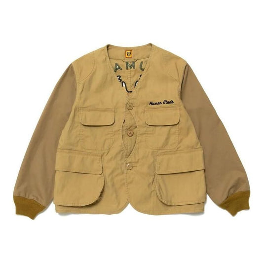 HUMAN MADE Collarless Hunting Jacket 'Beige' HM25JK014