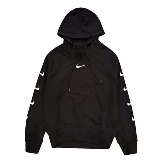 (WMNS) Nike Knit Logo Sports Hoodie 'Black' CD9032-010