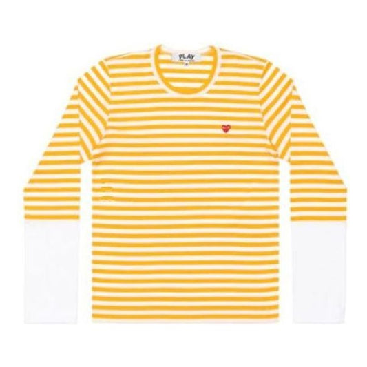 (WMNS) COMME des GARCONS PLAY L/S Bi-Colour Stripe White Sleeve T-Shirt 'Yellow White' AZ-T319-051-2