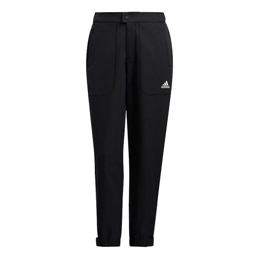 (WMNS) adidas Sty W Pt Wv Elastic Button Waist Sports Black Pants H07388