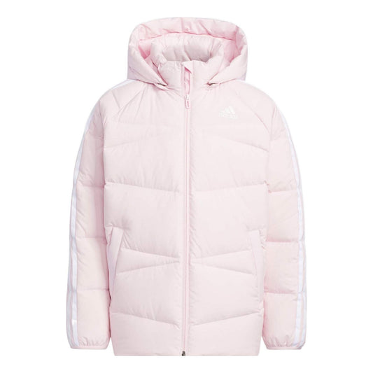 (GS) adidas 3-Stripes Hooded Down Jacket Asia Sizing 'Pink' HM7164