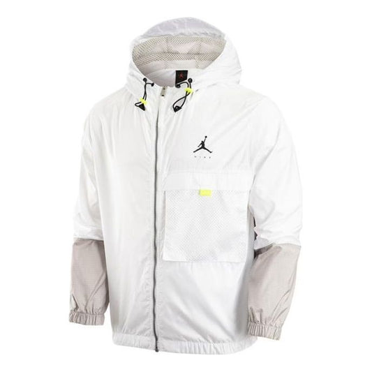 Men's Air Jordan Colorblock Zipper Hooded Jacket Autumn White DM1868-100