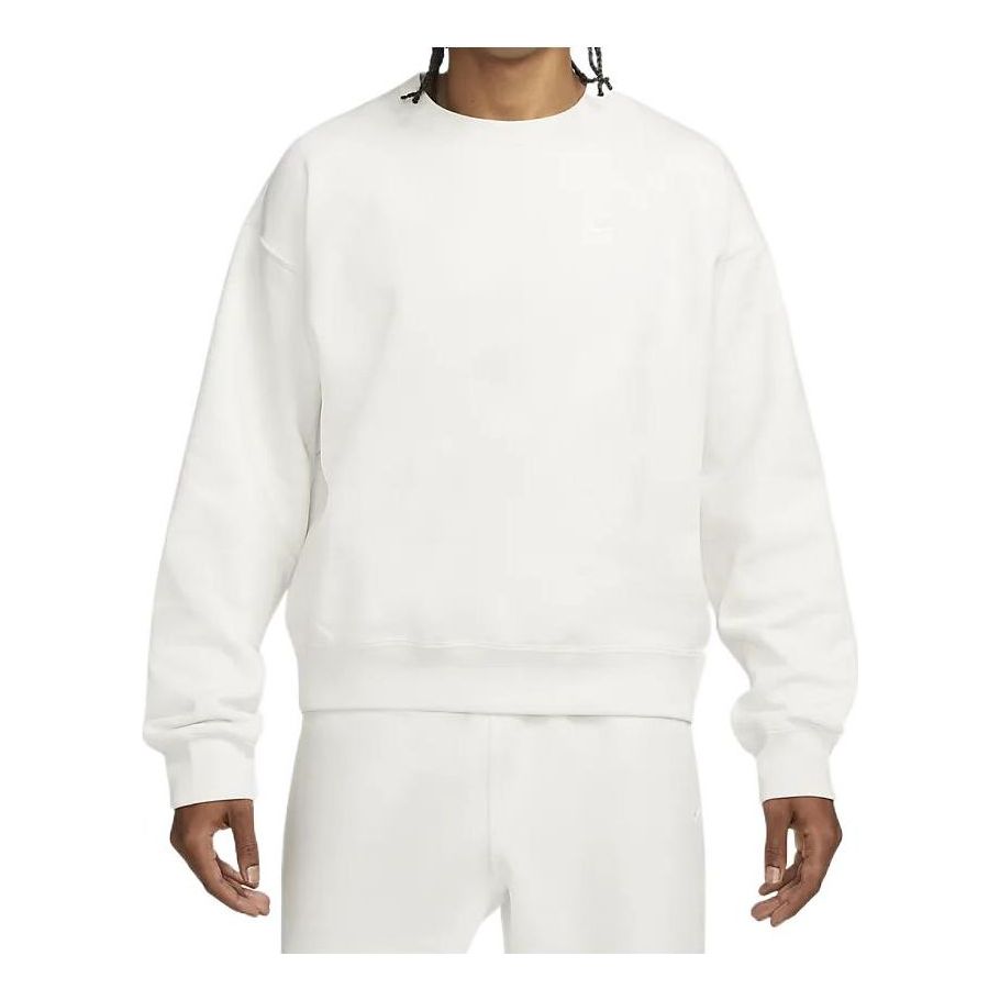 Nike Solid Color Round Neck Dropped Shoulder Sleeves Straight Long Sleeves Hoodie Men's White DA0318-030