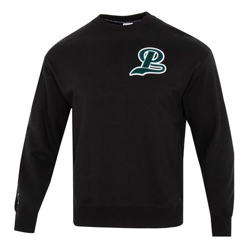 PUMA Team Crew Logo Sweatshirt 'Black Green' 539268-01