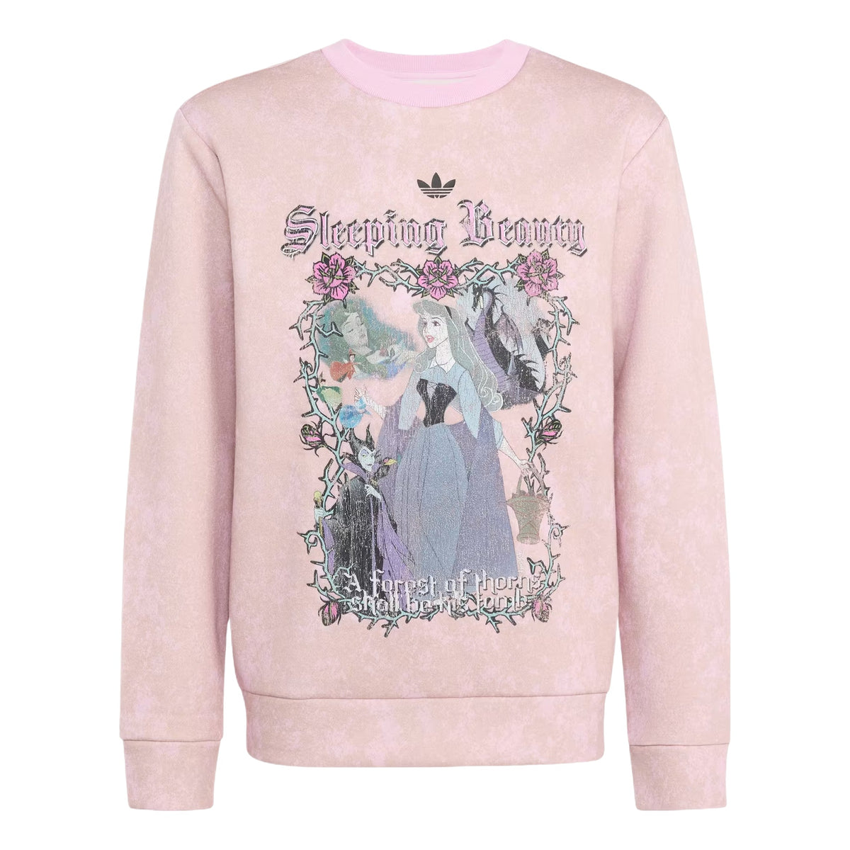 (GS) adidas x Disney Villains Loose Washed GFX Crew Sweatshirt Asia Sizing 'Orchid Fusion' KR4663