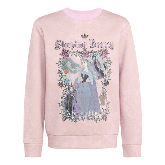 (GS) adidas x Disney Villains Loose Washed GFX Crew Sweatshirt Asia Sizing 'Orchid Fusion' KR4663