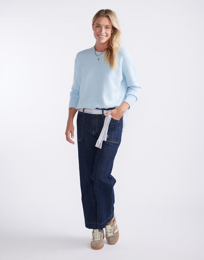 Saint Germain Wool Cashmere Scoop Hem Knit - Ice Blue