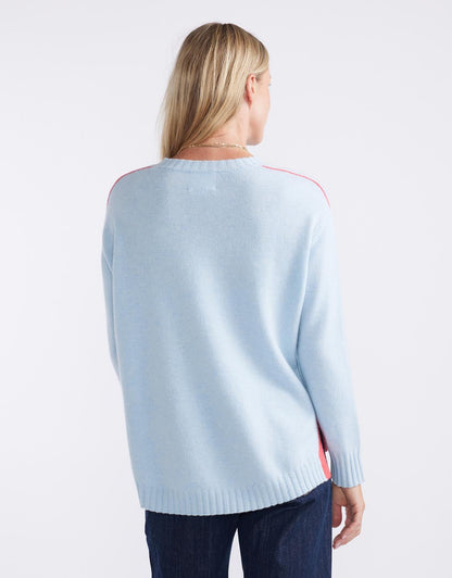 Saint Germain Wool Cashmere Scoop Hem Knit - Ice Blue